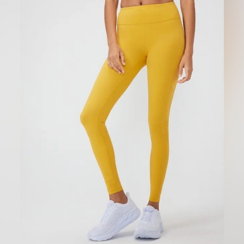 Outdoor Voices Mustard Yellow Leggings with Wide Waistband Full Length Med